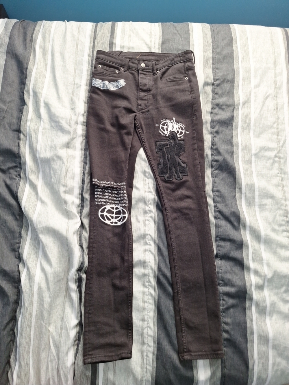 Ksubi - Chitch K Patch Ace Black Men's Distressed Skinny Jeans (Size 29 Waist)